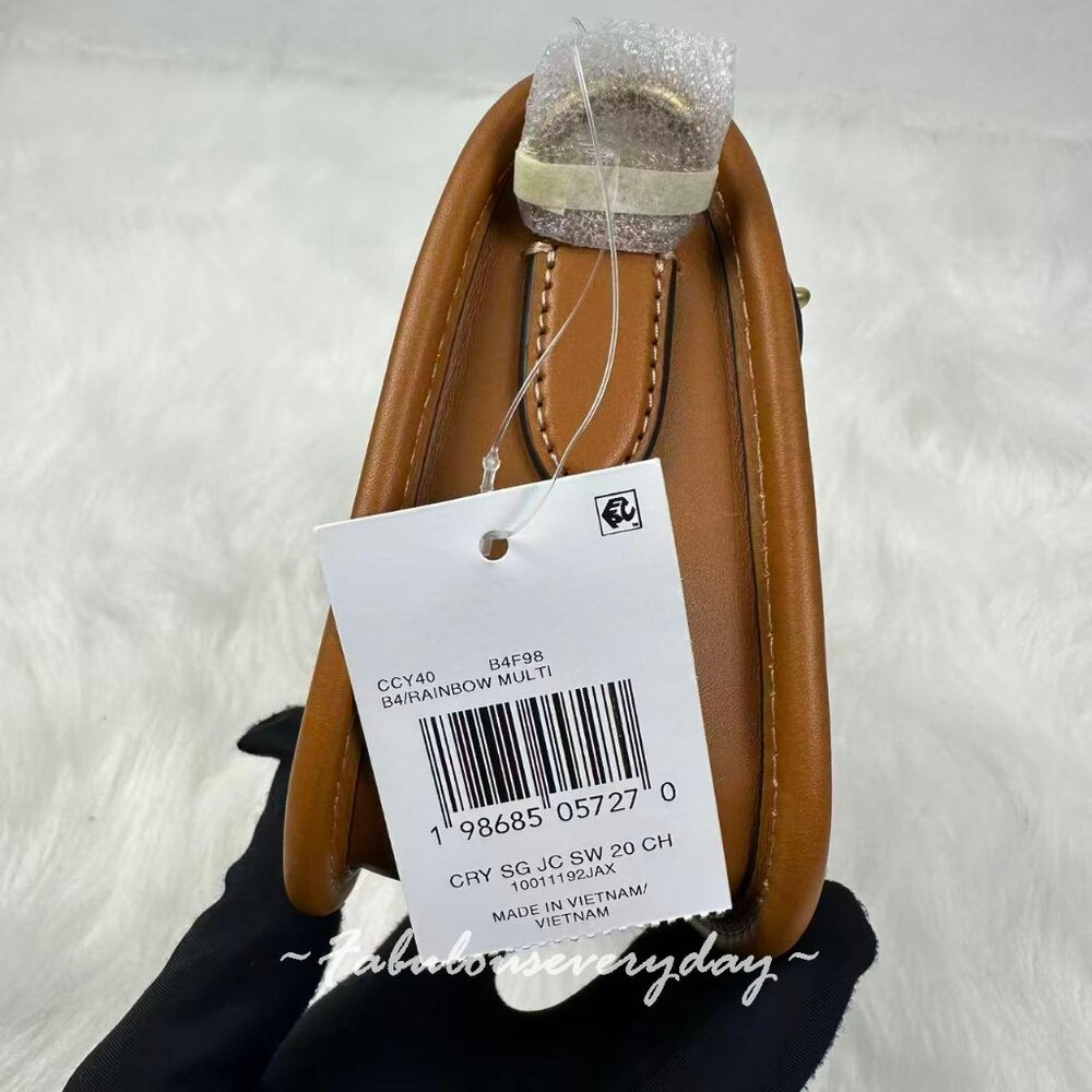 Coach Swinger Bag 20 With Chain In Crystal Signature Jacquard Rainbow CCY40 - Picture 4 of 9